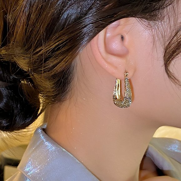 GOLICC Geometric U-shaped Full Drill Earrings - Picture 12 of 12